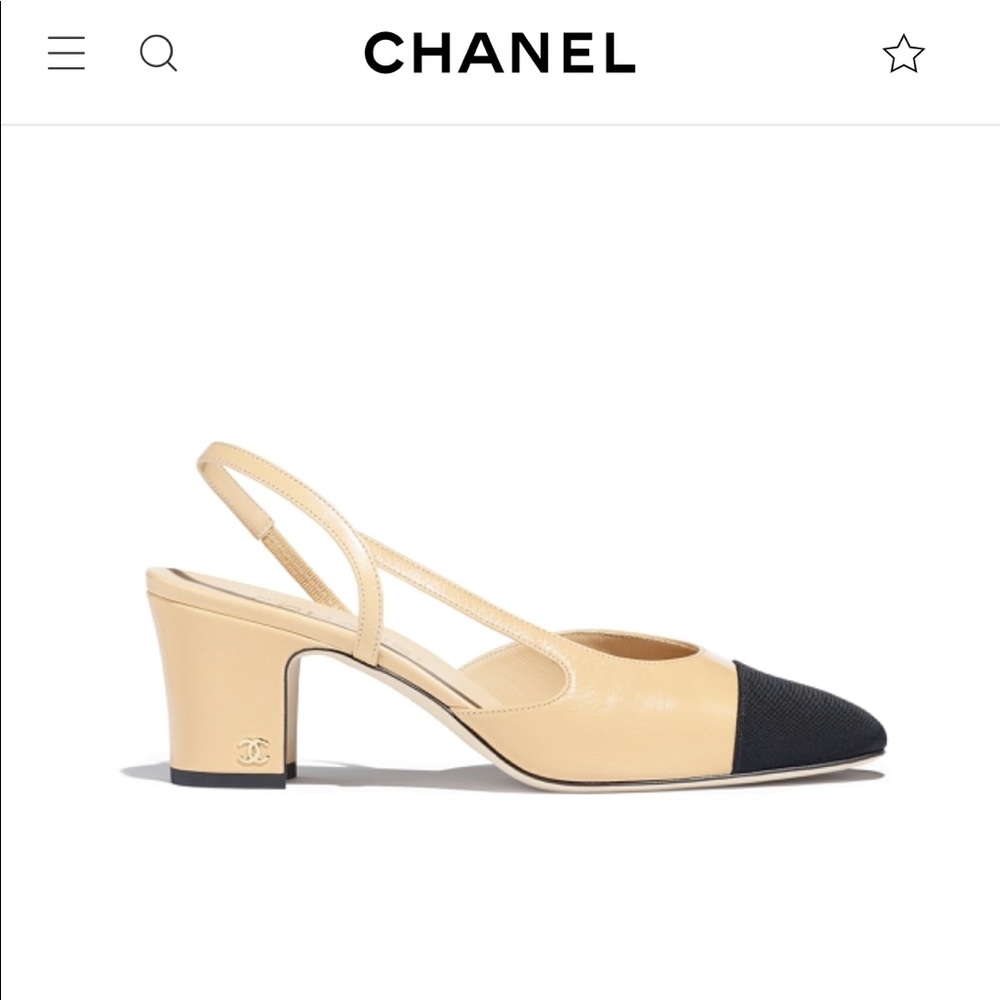 Authentic CHANEL capped toe slingbacks 4.5